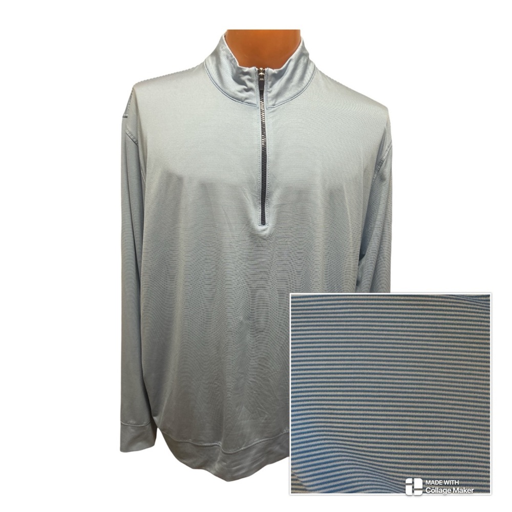 STITCH Golf 1/4 Zip Performance Pullover Mens XL Blue Stripe Stretch Long Sleeve